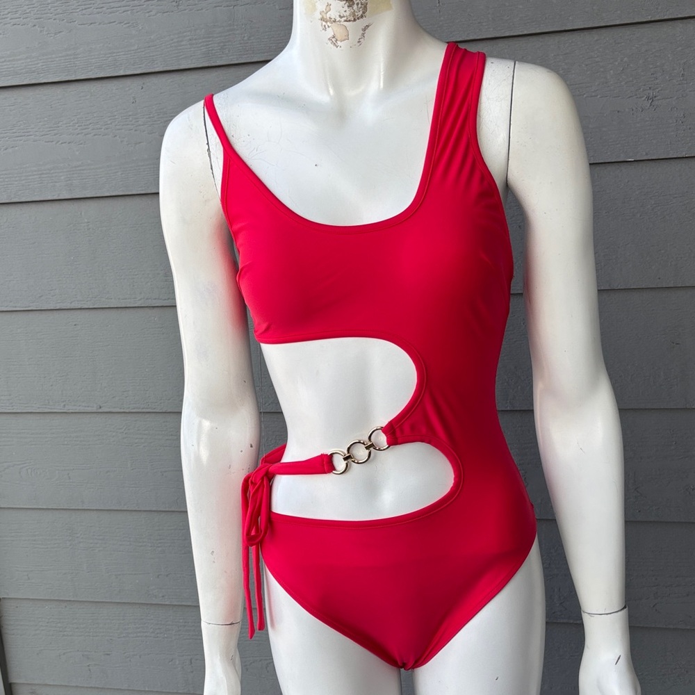 Hera Collection Vibrant Red Cut-Out One-Piece Swimsuit